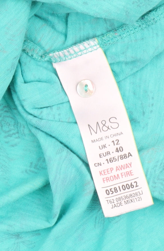 Marks & Spencer Women's Green Floral Blouse, Size 12