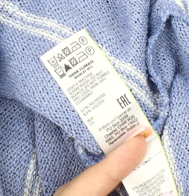 Marks & Spencer Women's Blue Striped Polo Size 14