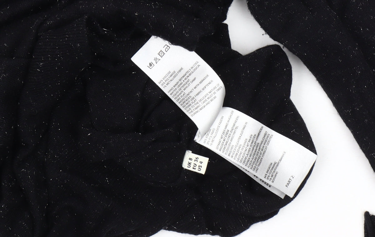 Whistles Black Knit Dress - UK 8, Long Sleeve, Women