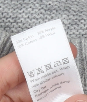 John Lewis Women's Grey Striped Pullover Jumper Size 8