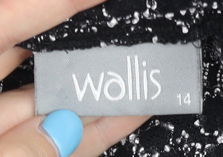Wallis Women's Black Geometric Mock Neck Top, Size 14