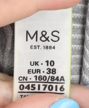 Marks & Spencer Women's Grey Striped Pullover Jumper Size 10