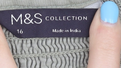 Marks & Spencer Women's Green Top, Size 16, 100% Cotton
