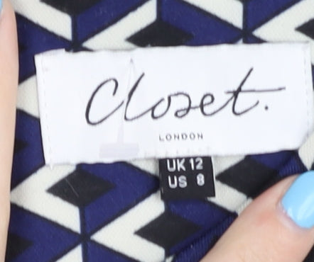 Closet London Women's Blue Geometric Dress Size 12