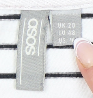 ASOS Women's White Striped Ringer T-Shirt Size 20
