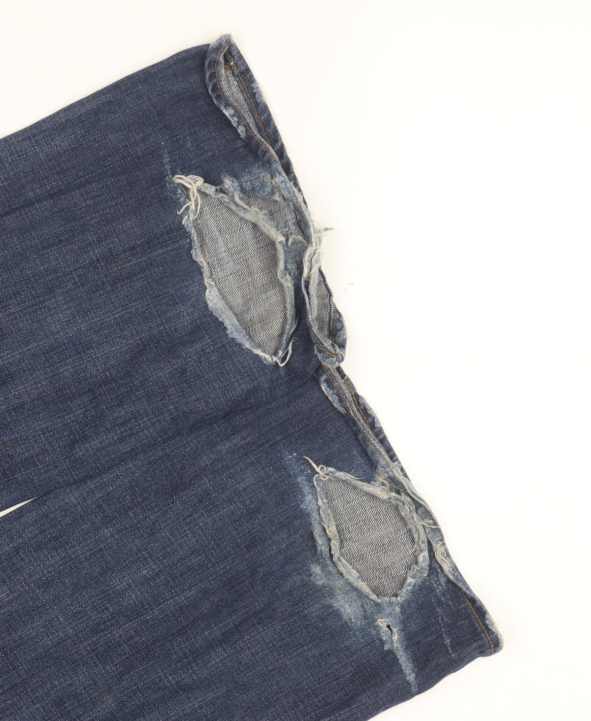 Men's Blue Straight Leg Distressed Jeans Size 32