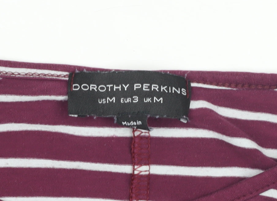 Dorothy Perkins Purple Striped Women's T-Shirt M Casual