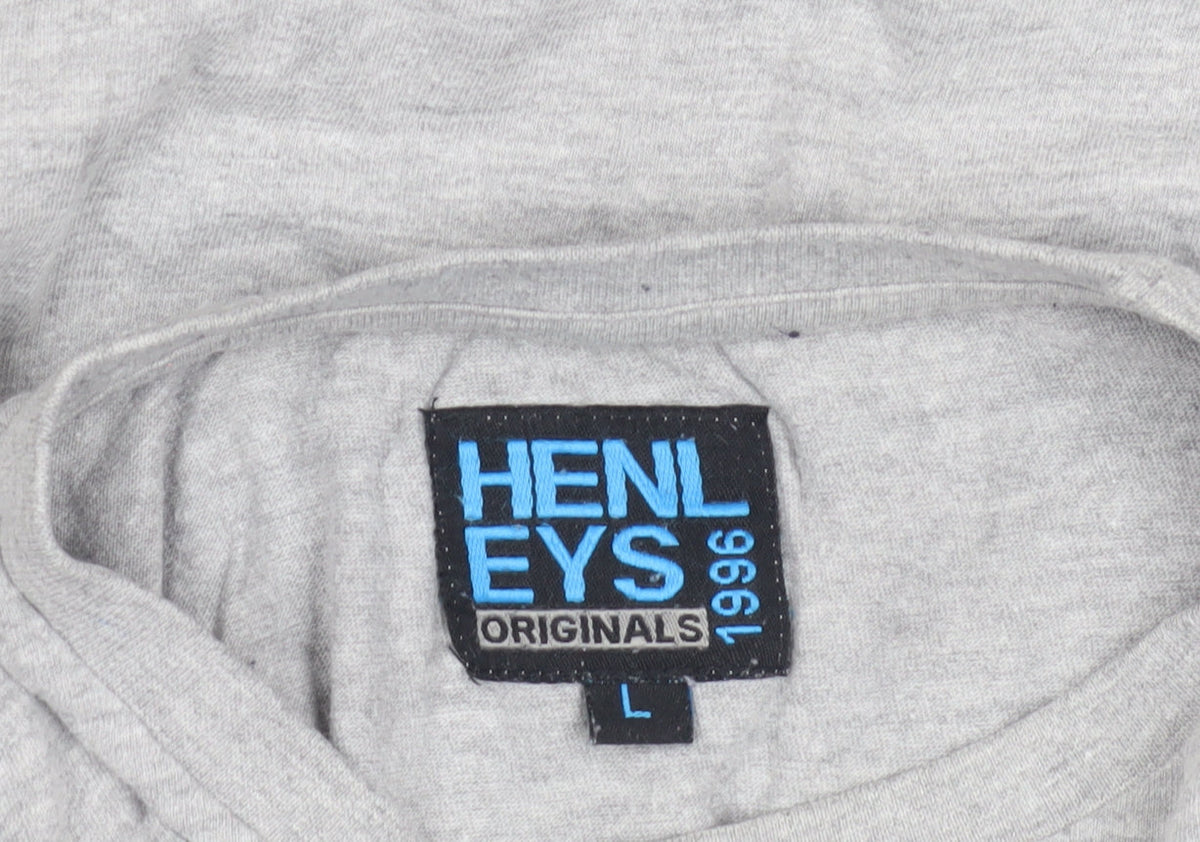 Henleys Men's Grey Graphic Print T-Shirt, Size L