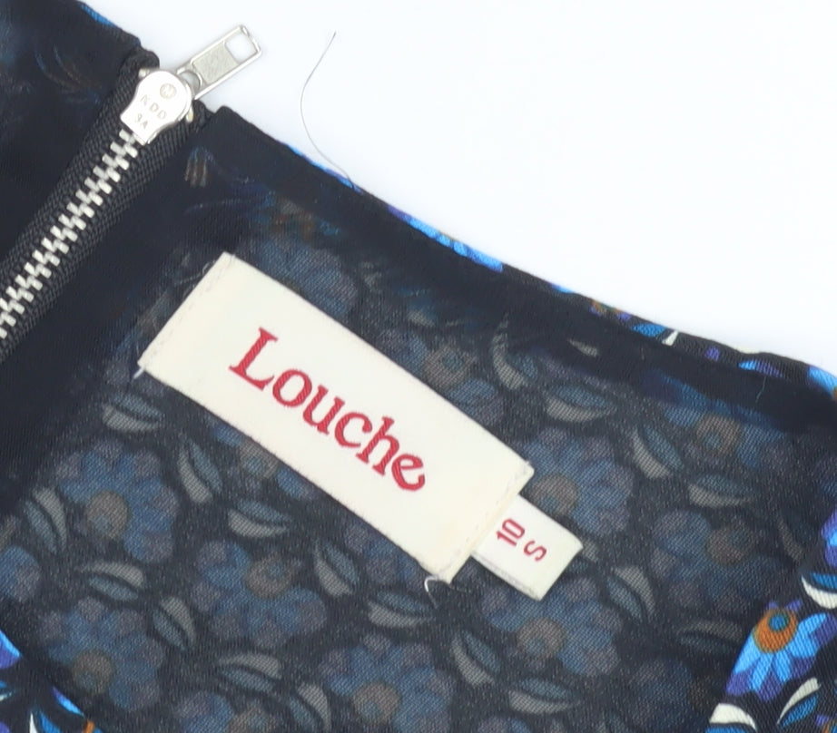 Louche Women's Blue Geometric Knee Length Dress S 10