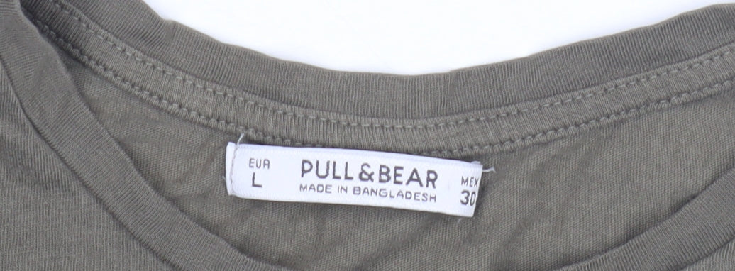 Pull&Bear Unisex Green Basic T-Shirt L