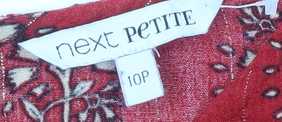 Next Women's Red Floral Blouse, Size 10 Petites
