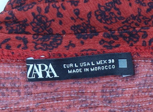 Zara Women's Red Floral Dress Size L