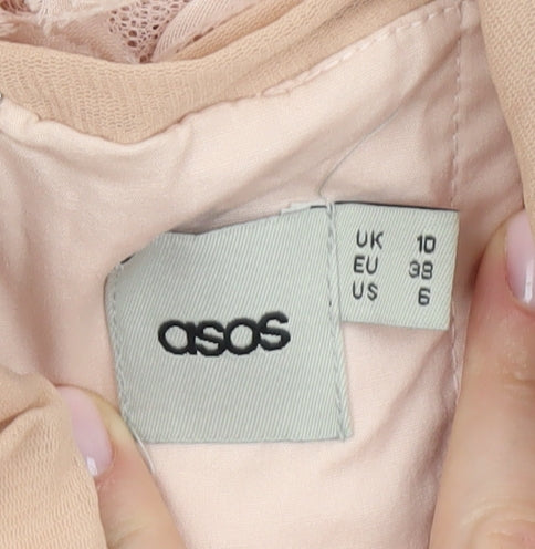 ASOS Women's Pink A-Line Strapless Ruffle Dress