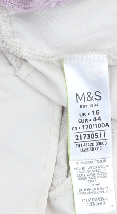 Marks & Spencer Women's Beige Floral T-Shirt Size 16