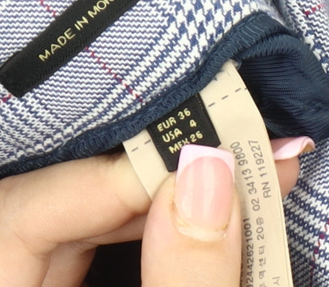 Brand and care label for Massimo Dutti Men's Blue Plaid Trousers M