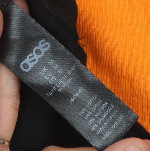 ASOS Men's M Orange Black Long Sleeve T-Shirt