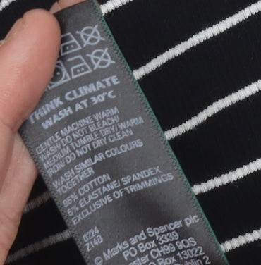 Marks & Spencer Women's Black Striped One Shoulder Tank