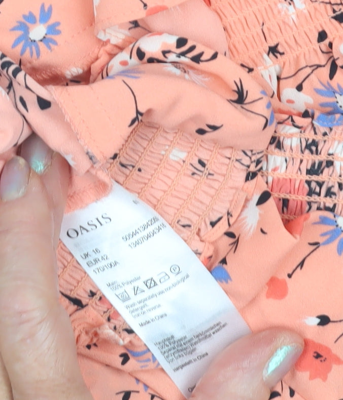 Oasis Women's Multicoloured Flutter Sleeve Blouse