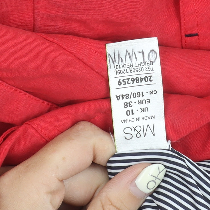 Marks and Spencer Women's Red Hooded Mid-Length Jacket Size 10