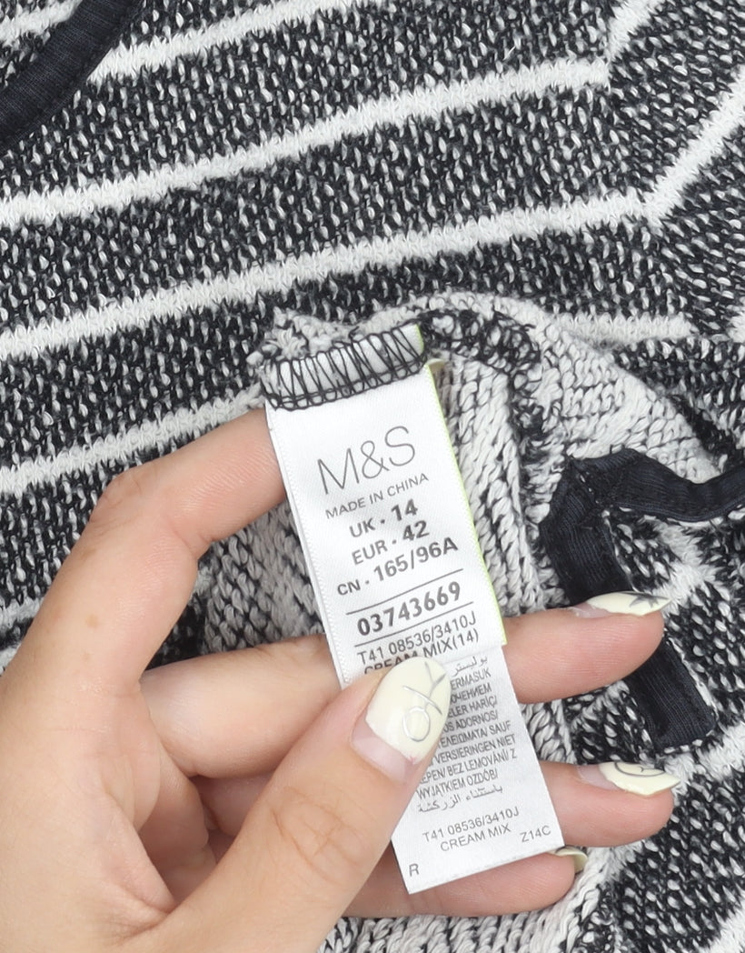 Marks & Spencer Women's Black Striped Top UK 14