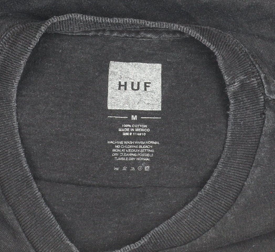HUF Men's Black Medium Logo Crew Neck T-Shirt