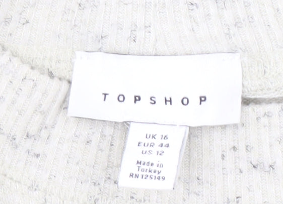 Topshop Women's Grey Jersey Dress with Balloon Sleeves