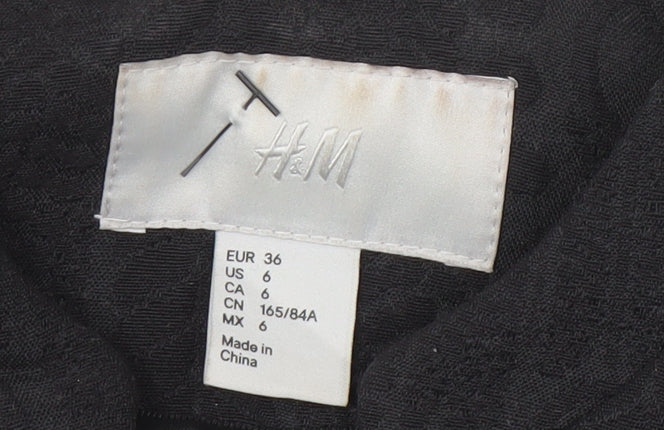 H&M Women's Black Jacket Size 8 with Zipped Pockets