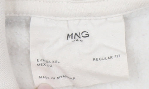 Mango Men's Ivory Pullover Hoodie, 2XL, Regular Fit