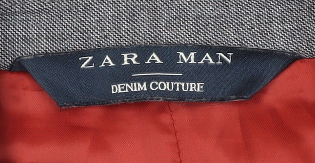 Zara Man Grey Blazer for Men - Size 40, Regular Fit