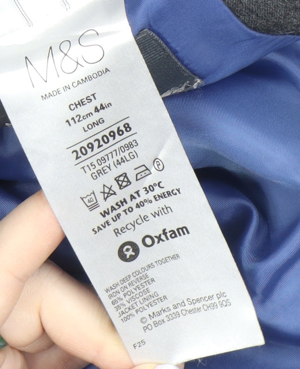 Marks & Spencer Men's Grey Blazer 44 Long