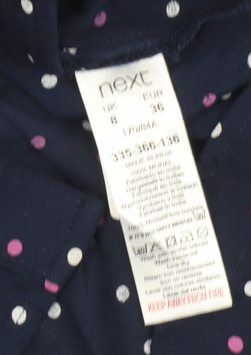 Next Women's Blue Polka Dot Button-Up Shirt Size 8