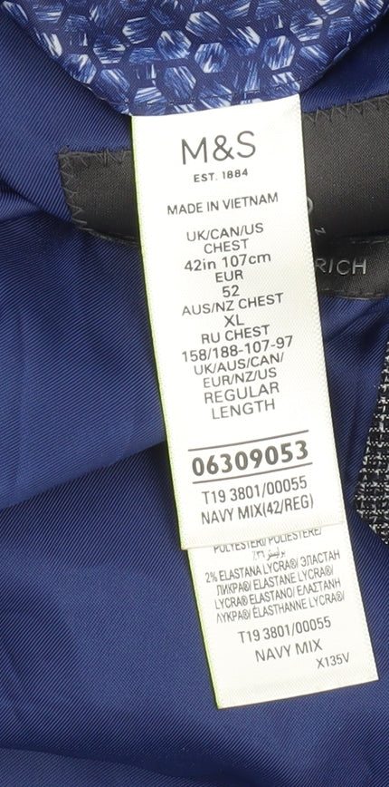 Marks & Spencer Men's Navy Check Blazer XL