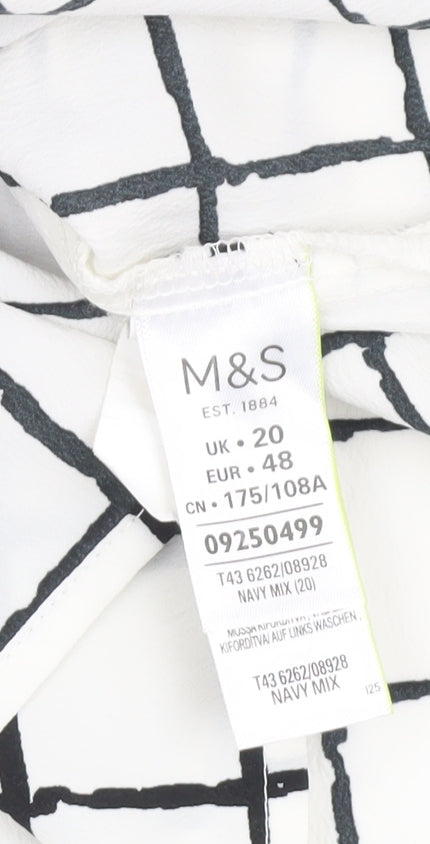 Marks & Spencer Women's White Check Blouse UK 20