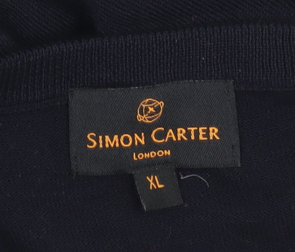 Simon Carter Men's Black and Grey XL Pullover Jumper