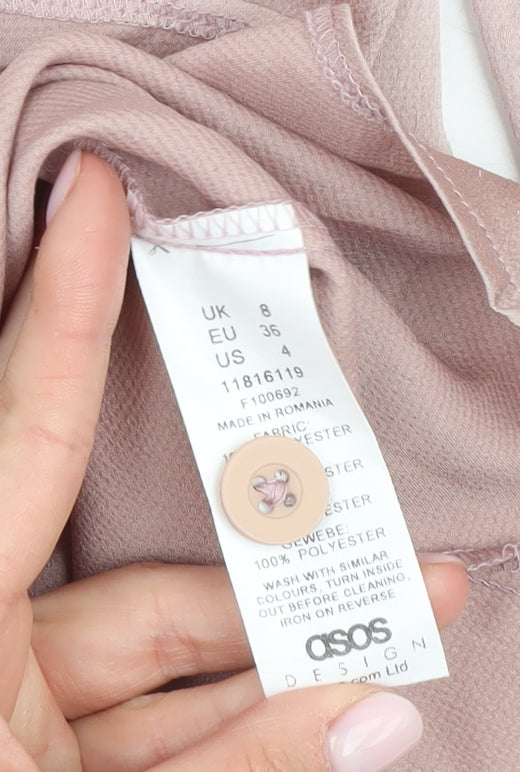ASOS Design Women's Pink Button-Up Blouse, Size 8