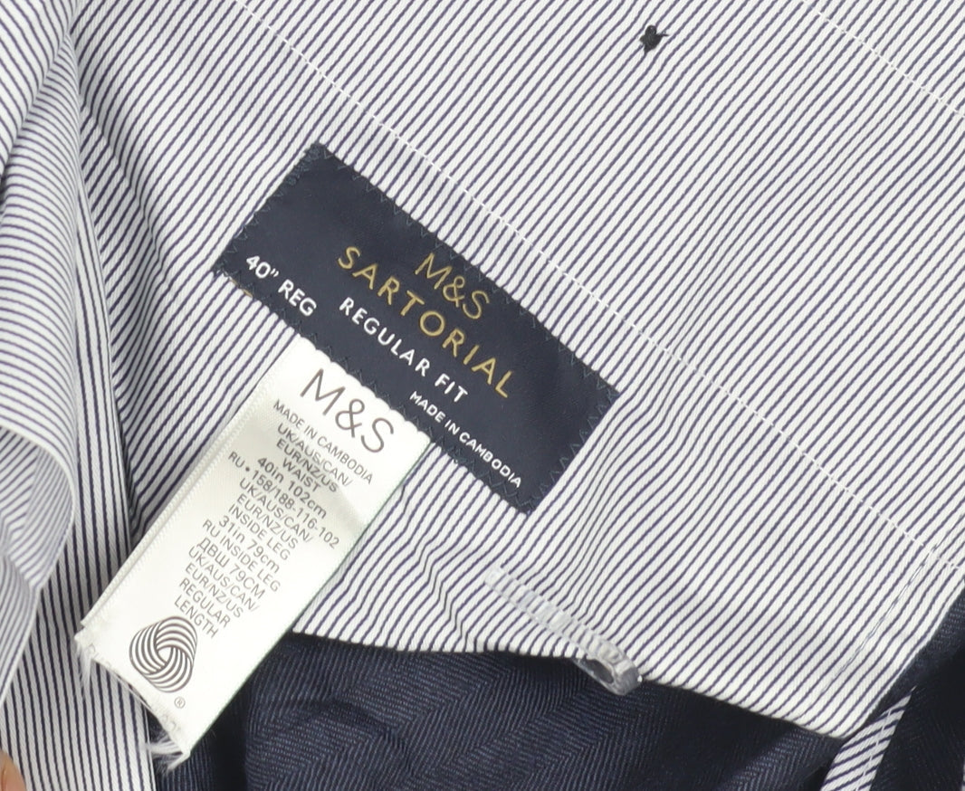 Marks & Spencer Men's Blue Trousers, Size 40, Formal Wear