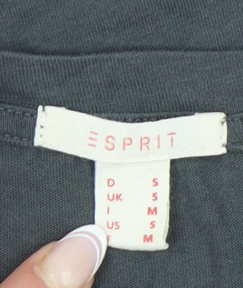 ESPRIT Women's Grey T-Shirt Size S Round Neck 3/4 Sleeve