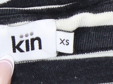 Kin Women's Black Stripe T-Shirt XS, Crew Neck