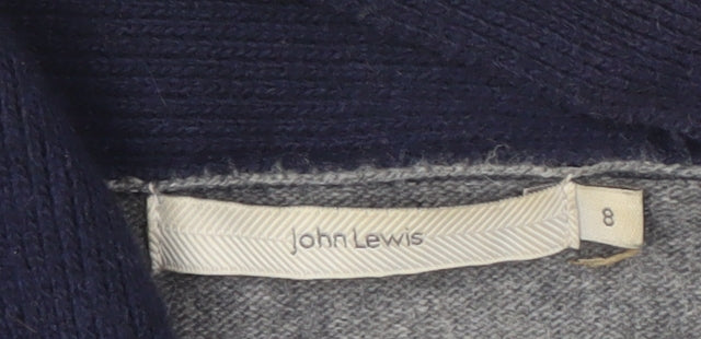 John Lewis Women's Blue Neck Striped Open Front Cardigan 8