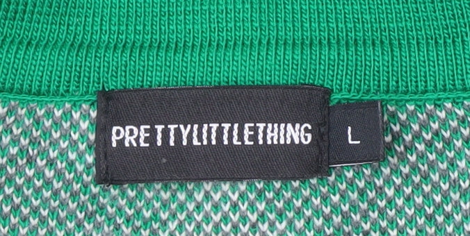 PrettyLittleThing Women's Green Argyle Jumper, Size L