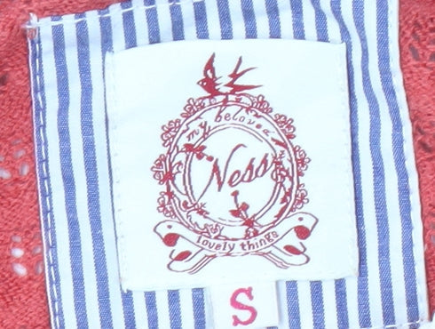 Ness Women's Red Cardigan, Size S, Open-Knit Style