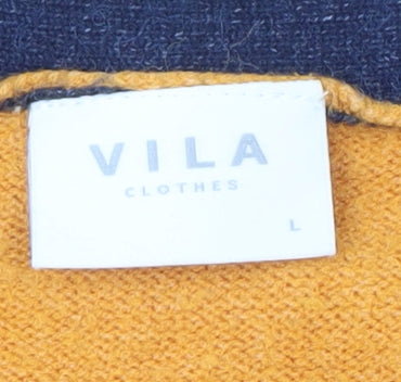 VILA Women's Multicoloured Open Front Cardigan L Striped