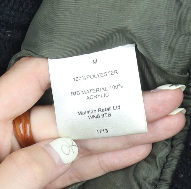 Matalan Men's Black Puffer Jacket M Hooded Winter