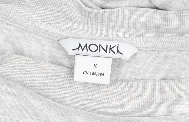 Monki Women's Grey Embroidered T-Shirt S Casual