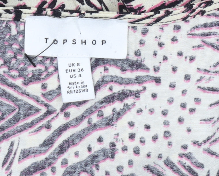 Topshop Women’s Multicoloured Wrap Blouse Size 8
