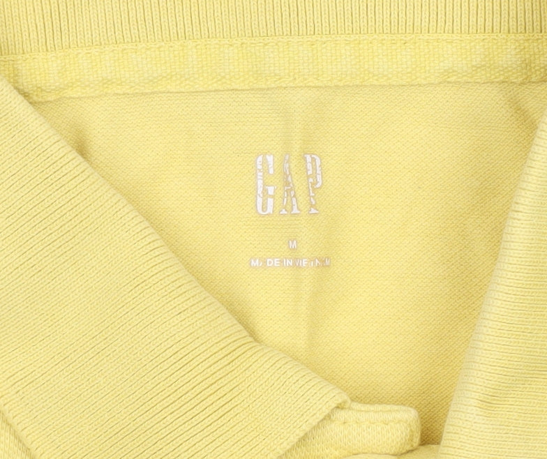 Gap Men's Yellow Polo Shirt Medium Cotton Elastane