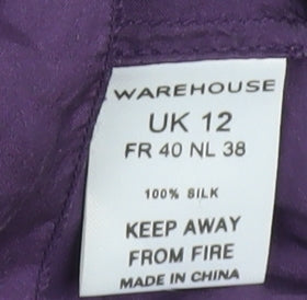 Warehouse Women's Purple Silk Blouse, Size 12, Cap Sleeve