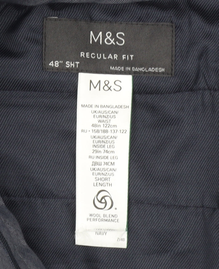 Marks & Spencer Men's Blue Dress Pants, Size 48, Business