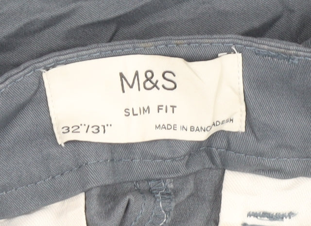 Marks & Spencer Men’s Blue Slim Chino Trousers