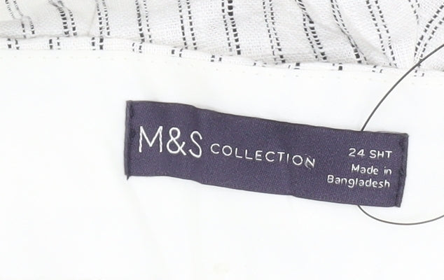Marks and Spencer Women's White Striped Trousers Size 24